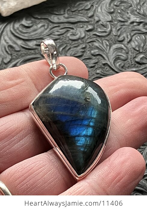 Blue Flash Labradorite Crystal Stone Jewelry Pendant - #5n0fUC0SPtg-2
