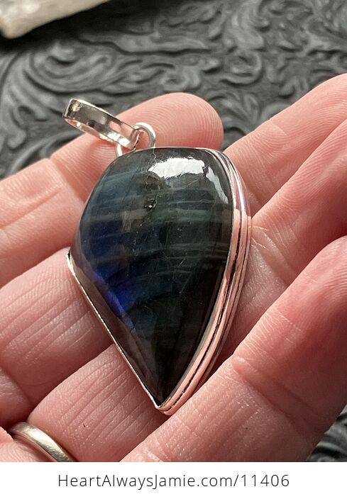 Blue Flash Labradorite Crystal Stone Jewelry Pendant - #5n0fUC0SPtg-4