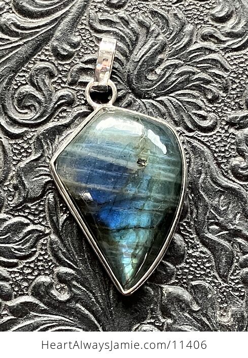 Blue Flash Labradorite Crystal Stone Jewelry Pendant - #5n0fUC0SPtg-1