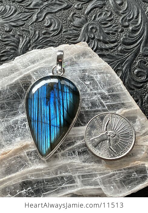 Blue Flash Labradorite Crystal Stone Jewelry Pendant - #7tCSRHIL54M-6