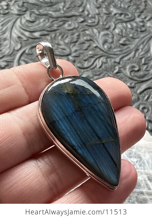 Blue Flash Labradorite Crystal Stone Jewelry Pendant - #7tCSRHIL54M-3