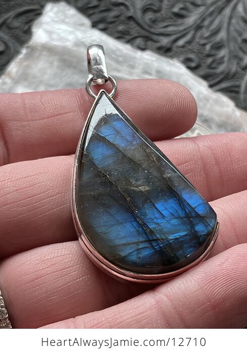 Blue Flash Labradorite Crystal Stone Jewelry Pendant - #9lGOunFVXDQ-1