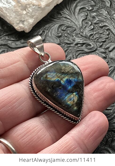Blue Flash Labradorite Crystal Stone Jewelry Pendant - #jIOhP2X1tUI-4