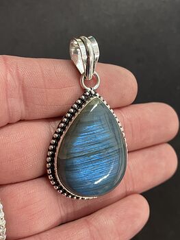 Blue Flash Labradorite Pendant Crystal Stone Jewelry #leP9Vav8w74