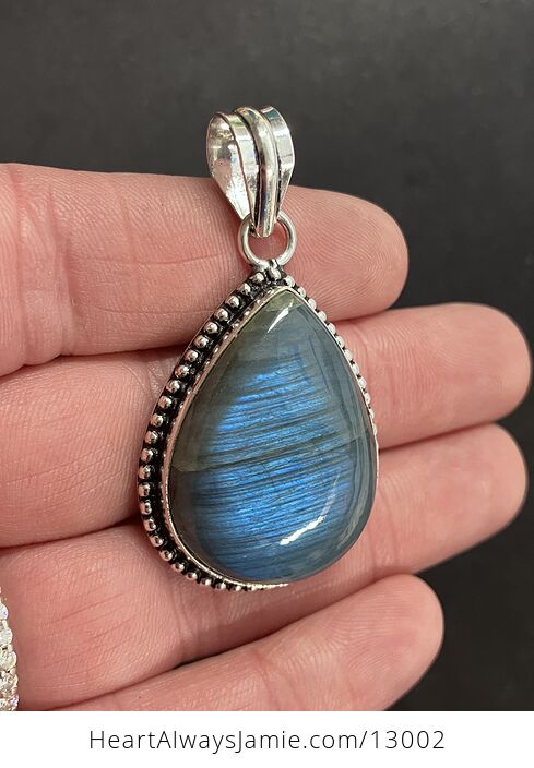 Blue Flash Labradorite Pendant Crystal Stone Jewelry - #leP9Vav8w74-1