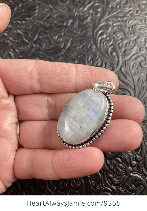 Blue Flash Rainbow Moonstone Crystal Stone Jewelry Pendant - #9sJ1n7XoNhA-3