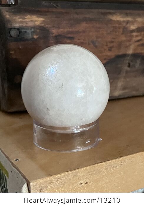 Blue Flash White Moonstone Crystal Sphere - #n33sZVK9JrE-1