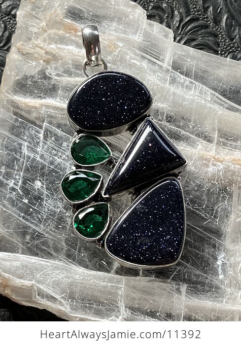 Blue Goldstone and Green Quartz Stone Jewelry Crystal Pendant - #1NXNA6PaLQE-5