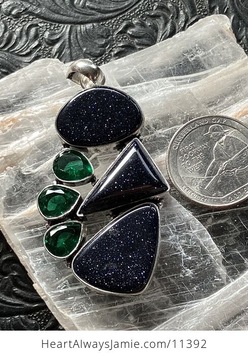 Blue Goldstone and Green Quartz Stone Jewelry Crystal Pendant - #1NXNA6PaLQE-6