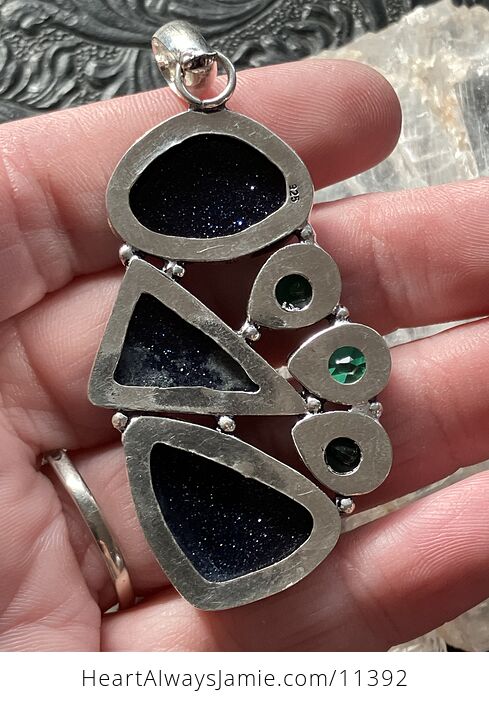 Blue Goldstone and Green Quartz Stone Jewelry Crystal Pendant - #1NXNA6PaLQE-2