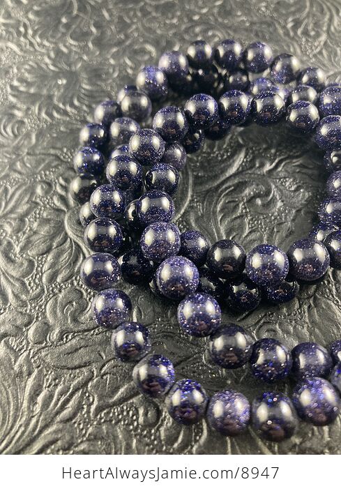 Blue Goldstone Gemstone 8mm Crystal Jewelry Bracelet - #Ha3UENsAHL0-3
