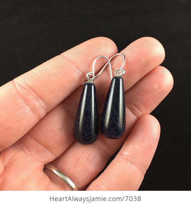 Blue Goldstone Jewelry Earrings - #VF1lEW9WRpw-1