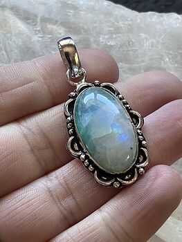 Blue Green Flashy Rainbow Moonstone Gemstone Crystal Jewelry Pendant #wgNeb0xFL08