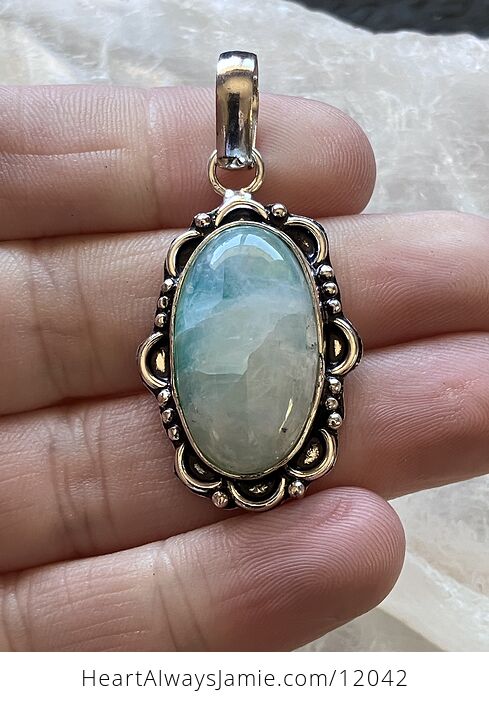 Blue Green Flashy Rainbow Moonstone Gemstone Crystal Jewelry Pendant - #wgNeb0xFL08-2