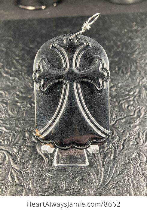 Blue Hawks Eye or Tiger Eye Cross Stone Jewelry Pendant Mini Art Ornament - #bVSDQiEwpW8-2