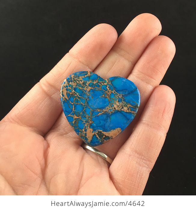 Blue Heart Shaped Sea Sediment Jasper Stone Cabochon - #cXSWkyfqJlw-1