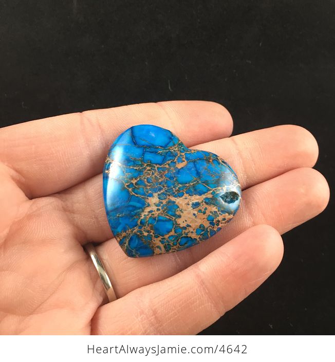 Blue Heart Shaped Sea Sediment Jasper Stone Cabochon - #cXSWkyfqJlw-3