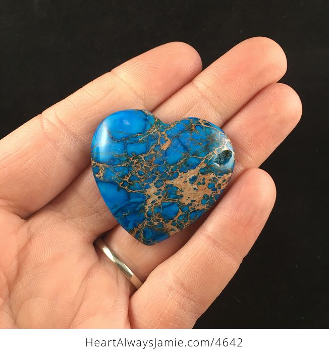 Blue Heart Shaped Sea Sediment Jasper Stone Cabochon - #cXSWkyfqJlw-4