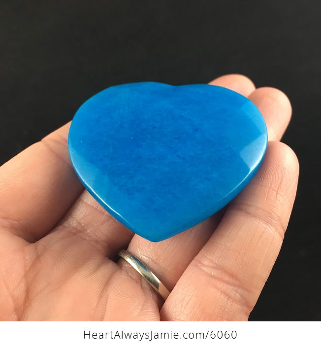 Blue Jade Stone Faceted Heart Shaped Cabochon - #8Lj6pXwf5Cc-2