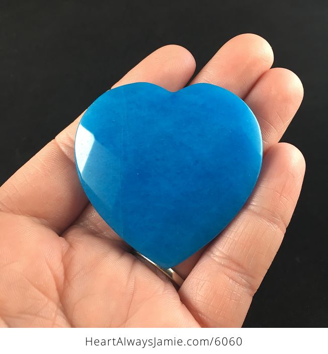 Blue Jade Stone Faceted Heart Shaped Cabochon - #8Lj6pXwf5Cc-1