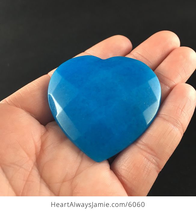 Blue Jade Stone Faceted Heart Shaped Cabochon - #8Lj6pXwf5Cc-6