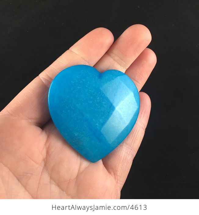 Blue Jade Stone Faceted Heart Shaped Cabochon - #dbx3vreL0RQ-2