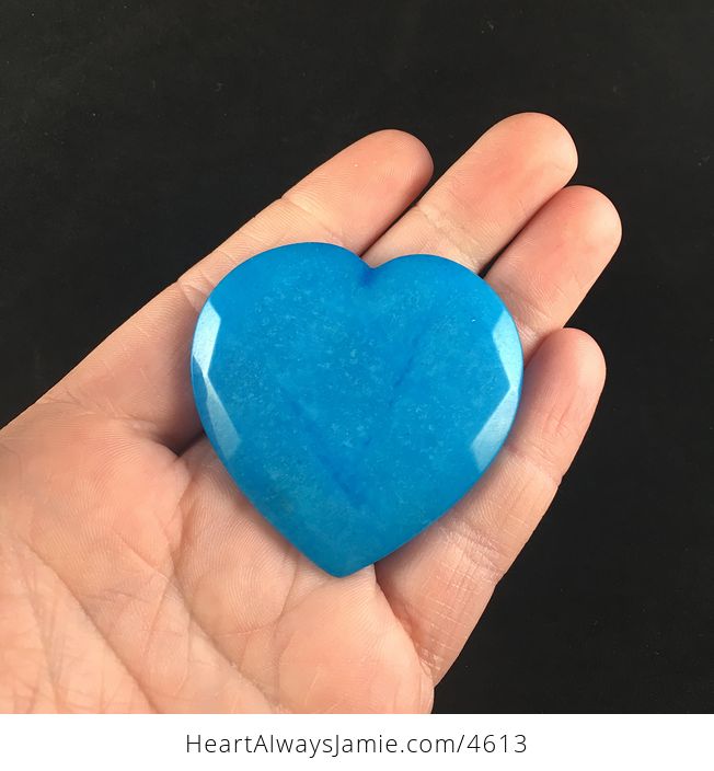 Blue Jade Stone Faceted Heart Shaped Cabochon - #dbx3vreL0RQ-1