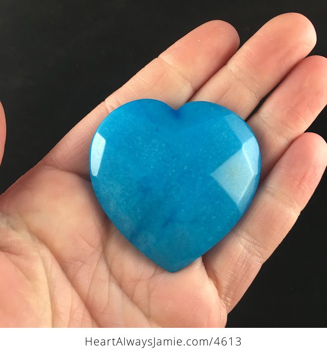 Blue Jade Stone Faceted Heart Shaped Cabochon - #dbx3vreL0RQ-4