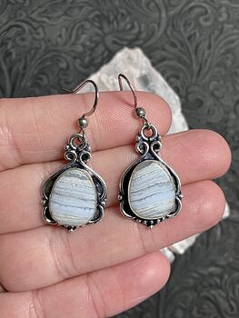 Blue Lace Agate Earrings Stone Crystal Jewelry #hunPOJGD2hc