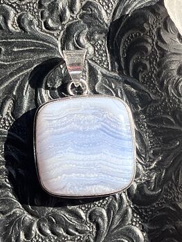 Blue Lace Agate Stone Crystal Jewelry Pendant #DuLXzW8ER08