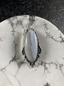 Blue Lace Agate Stone Crystal Jewelry Pendant #c3nF4GLePTc