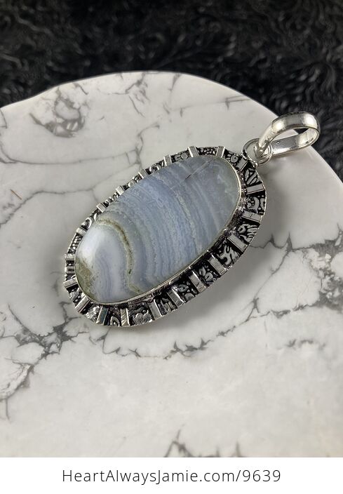 Blue Lace Agate Stone Crystal Jewelry Pendant - #0ZxJQquY06A-4