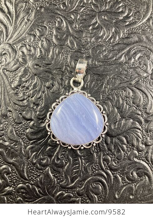 Blue Lace Agate Stone Crystal Jewelry Pendant - #AlkqsYXQ8Qg-3