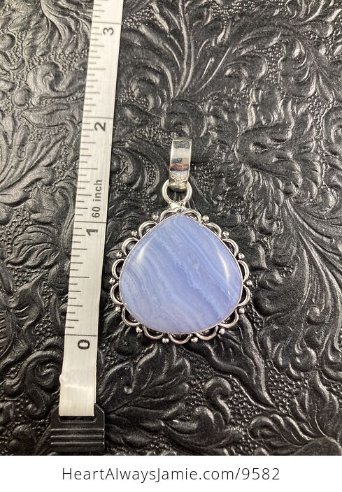 Blue Lace Agate Stone Crystal Jewelry Pendant - #AlkqsYXQ8Qg-4
