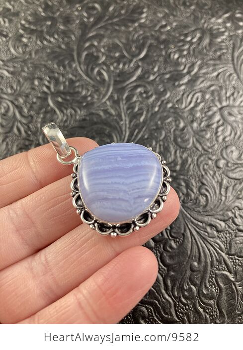 Blue Lace Agate Stone Crystal Jewelry Pendant - #AlkqsYXQ8Qg-2