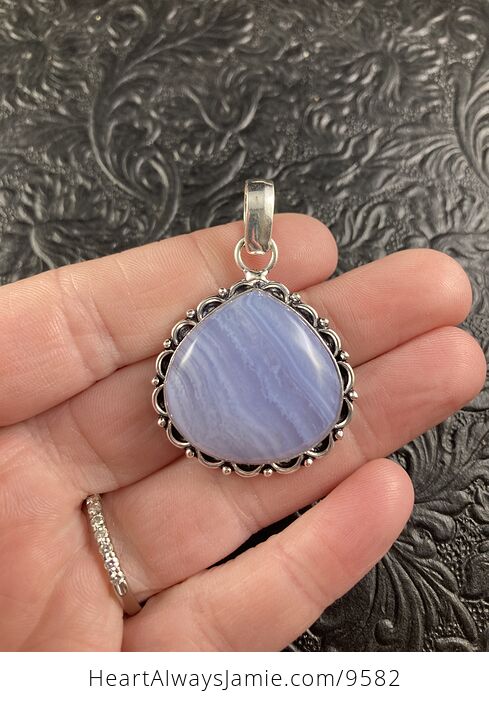 Blue Lace Agate Stone Crystal Jewelry Pendant - #AlkqsYXQ8Qg-1
