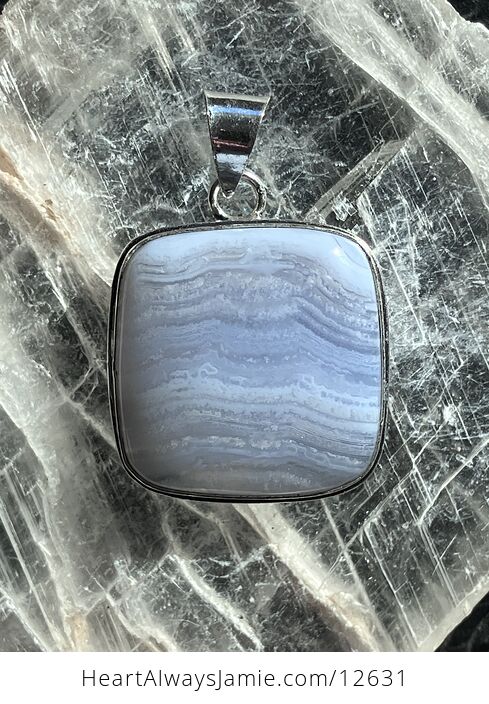 Blue Lace Agate Stone Crystal Jewelry Pendant - #DuLXzW8ER08-6