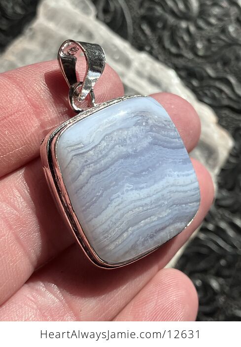 Blue Lace Agate Stone Crystal Jewelry Pendant - #DuLXzW8ER08-3