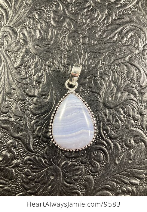 Blue Lace Agate Stone Crystal Jewelry Pendant - #FxwCnqCpEFg-1