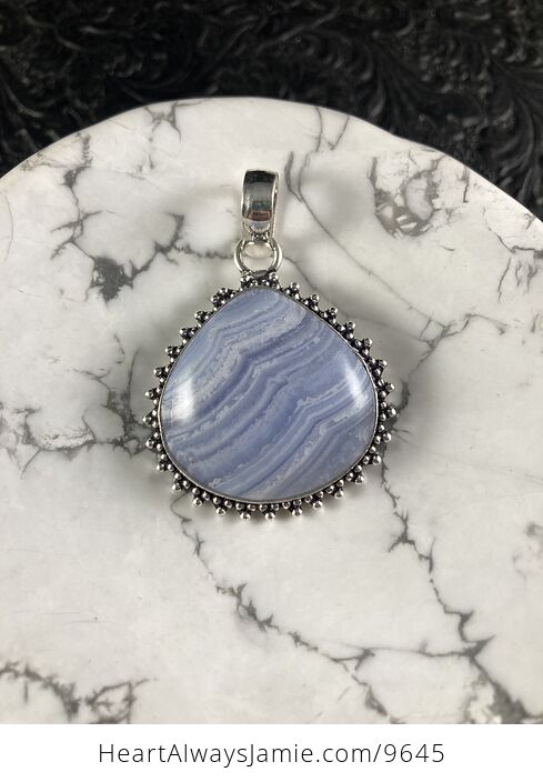 Blue Lace Agate Stone Crystal Jewelry Pendant - #GAAA28kRPYY-1