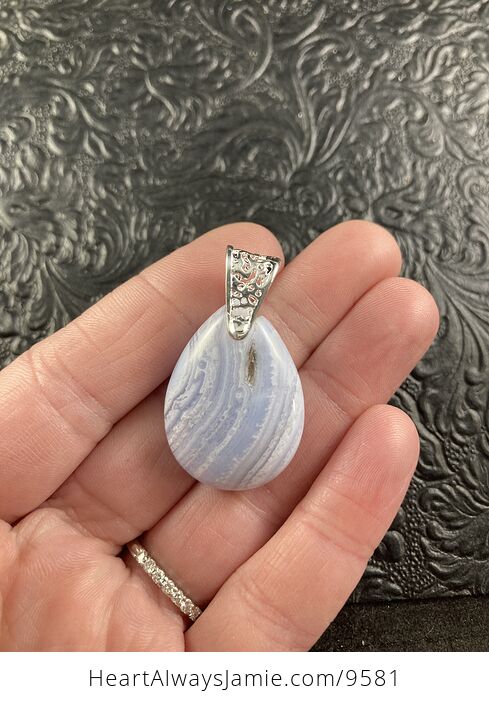Blue Lace Agate Stone Crystal Jewelry Pendant - #GNhpdWGrc1g-3