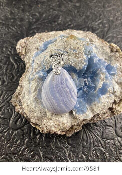 Blue Lace Agate Stone Crystal Jewelry Pendant - #GNhpdWGrc1g-1
