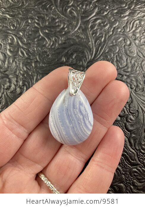 Blue Lace Agate Stone Crystal Jewelry Pendant - #GNhpdWGrc1g-2