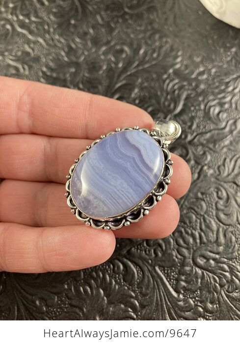 Blue Lace Agate Stone Crystal Jewelry Pendant - #TIXKpBxUOts-3