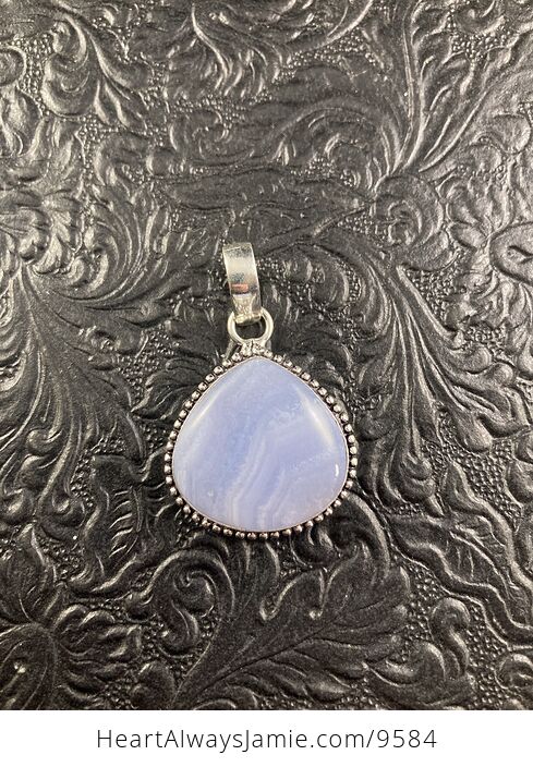 Blue Lace Agate Stone Crystal Jewelry Pendant - #XWfMRzq4uFc-1
