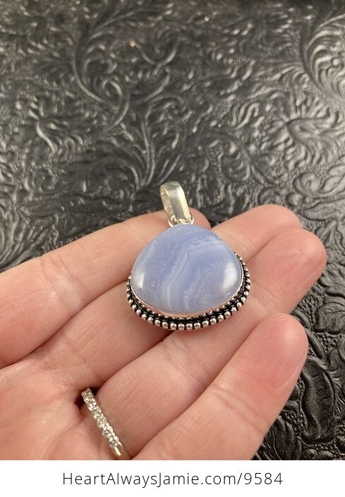 Blue Lace Agate Stone Crystal Jewelry Pendant - #XWfMRzq4uFc-3