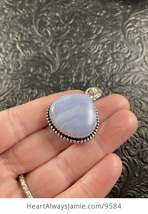 Blue Lace Agate Stone Crystal Jewelry Pendant - #XWfMRzq4uFc-5