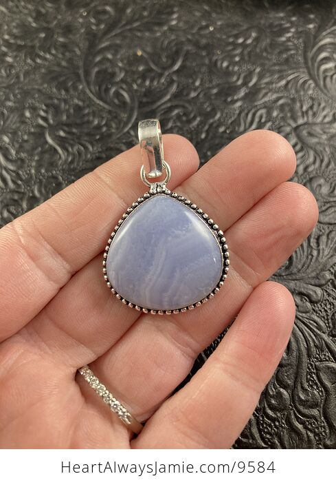 Blue Lace Agate Stone Crystal Jewelry Pendant - #XWfMRzq4uFc-2