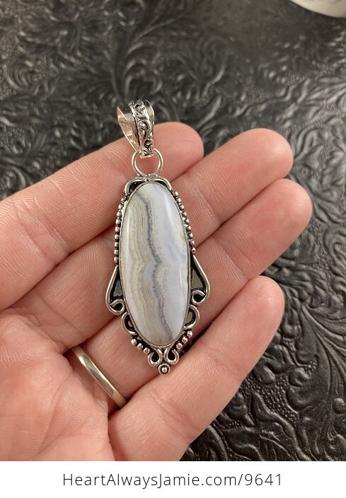 Blue Lace Agate Stone Crystal Jewelry Pendant - #c3nF4GLePTc-2
