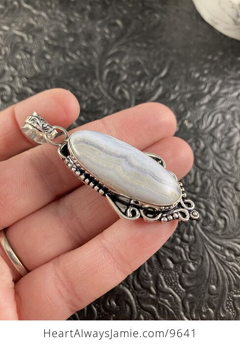 Blue Lace Agate Stone Crystal Jewelry Pendant - #c3nF4GLePTc-4